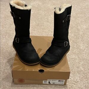 UGG Black Leather Winter Boots